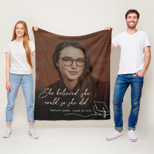She Believed She Could Photo Graduation Fleece Blanket