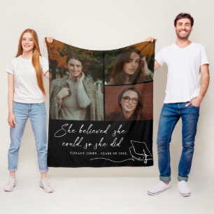 She Believed She Could Photo Graduation Fleece Blanket