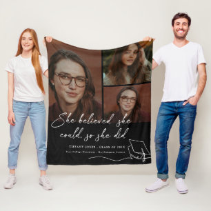 She Believed She Could Photo Graduation Fleece Blanket