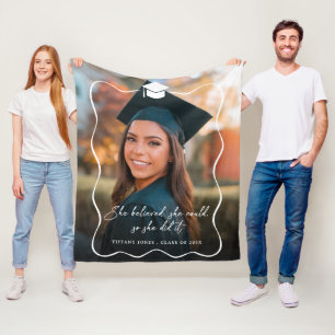 She Believed She Could Photo Graduation Fleece Blanket
