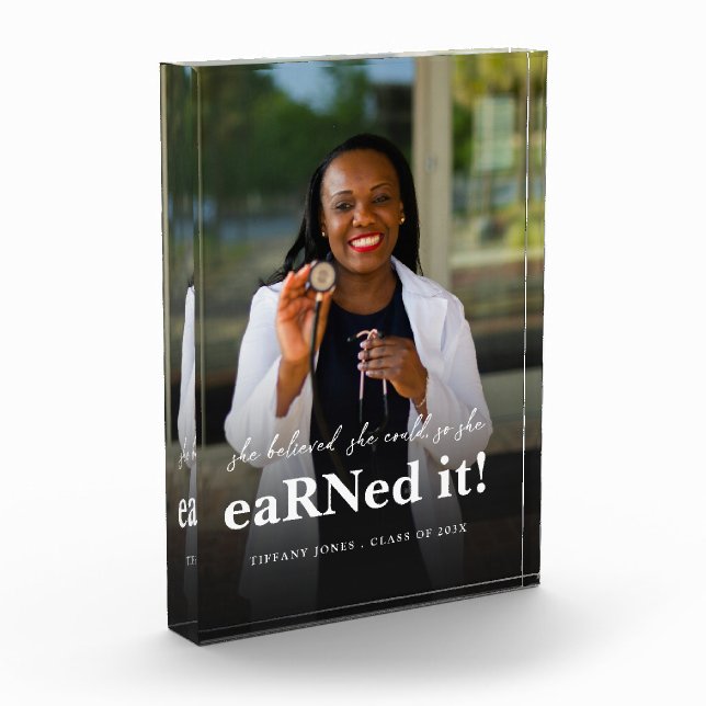 She Believed She Could RN Nurse Photo Graduation Block (Left)