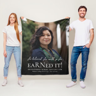 She Believed She Could RN Nurse Photo Graduation Fleece Blanket