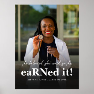 She Believed She Could RN Nurse Photo Graduation Poster