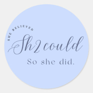 "She believed she could. So she did." A feminist Classic Round Sticker