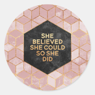 She Believed She Could So She Did Classic Round Sticker