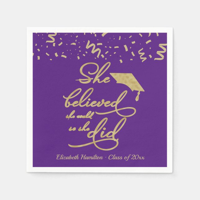 She Believed She Could So She Did Grad Party  Napk Napkin (Front)
