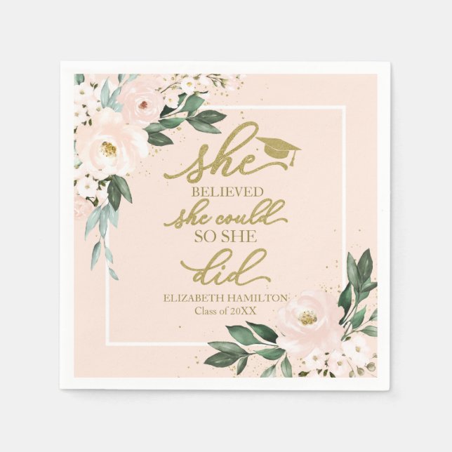 She Believed She Could So She Did Grad Party Napkin (Front)