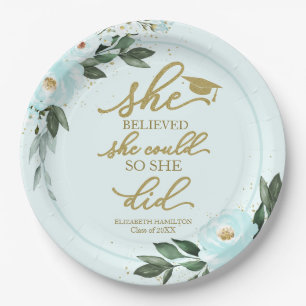 She Believed She Could So She Did Grad Party Paper Paper Plate