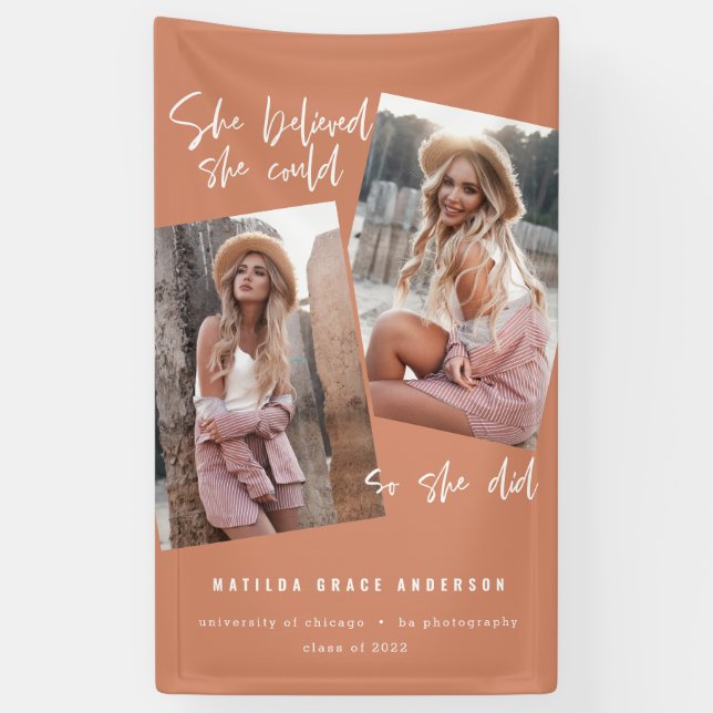 She believed she could so she did graduation banne banner (Vertical)