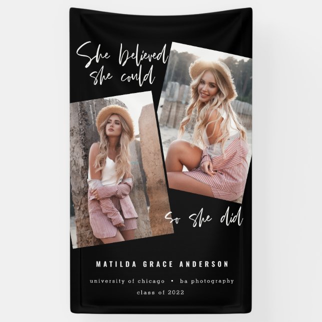 She believed she could so she did graduation banner (Vertical)