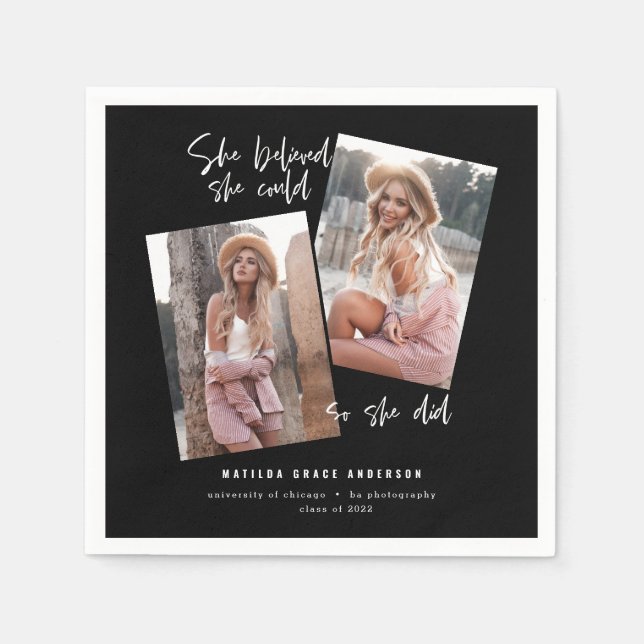 She believed she could so she did graduation  napkin (Front)