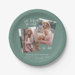She believed she could so she did graduation pape paper plate