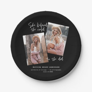 She believed she could so she did graduation  paper plate