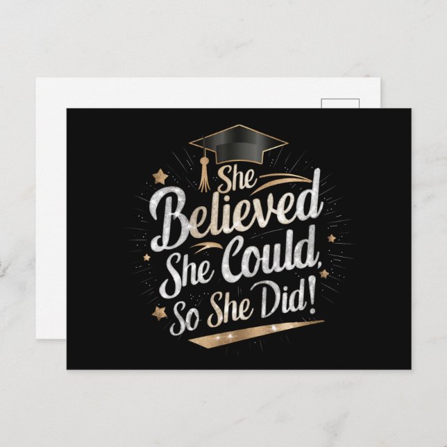 She Believed She Could So She Did Graduation Postcard (Front/Back)
