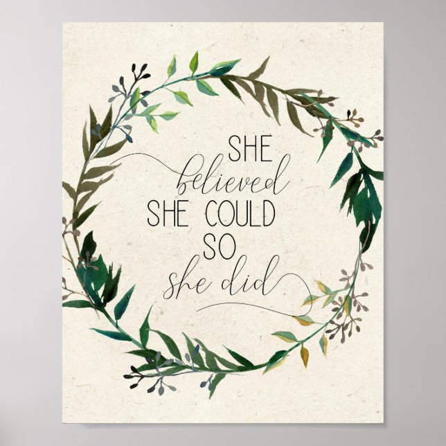 She Believed She Could So She Did Inspirational Poster (Front)