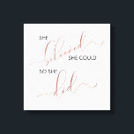 She Believed She Could So She Did Inspiring Quote Canvas Print<br><div class="desc">Our typography quote stretched canvas wall art features the quote "She Believe She Could So She Did." Believed and did are in a beautiful calligraphy script lettering richly adorned with faux rose gold foil, which contrasts beautifully with the rest of the quote in a deep, rich black modern sans serif...</div>