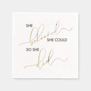 She Believed She Could So She Did Inspiring Quote Napkin