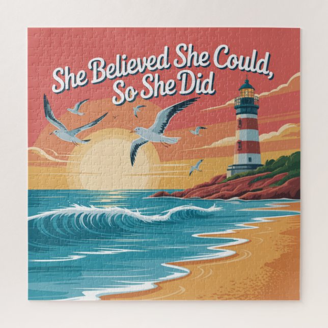 She Believed She Could, So She Did Jigsaw Puzzle (Vertical)