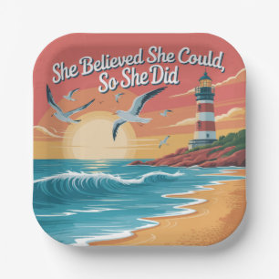 She Believed She Could, So She Did Paper Plate