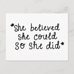 She Believed She Could So She Did Postcard