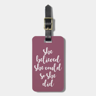 She Believed She Could So She Did Quote, Purple Luggage Tag