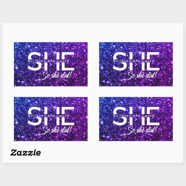 She Believed She Could So She Did  Rectangular Sticker (Sheet)