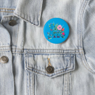 She Believed She Could So She Did Swan with Flower 6 Cm Round Badge