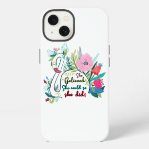She Believed She Could So She Did Swan with Flower iPhone 13 Case