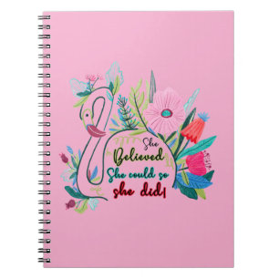 She Believed She Could So She Did Swan with Flower Notebook