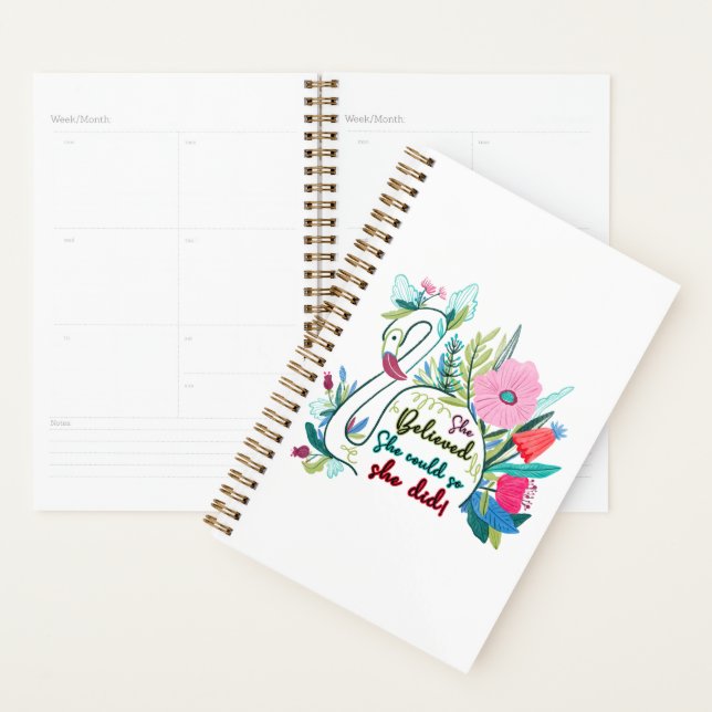 She Believed She Could So She Did Swan with Flower Planner (Display)