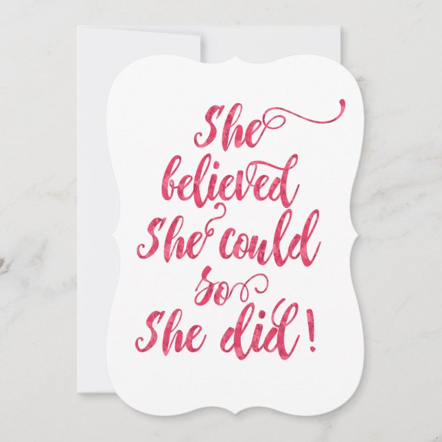 She Believed She Could So She Did Womens Feminist Invitation (Front)