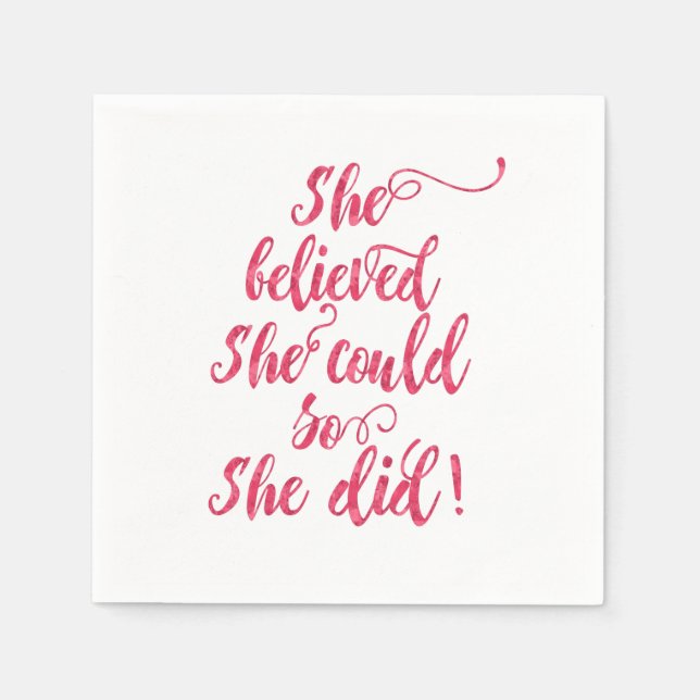 She Believed She Could So She Did Womens Feminist Napkin (Front)