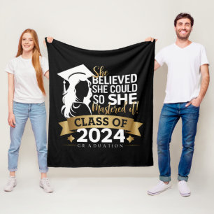 She Believed She Could So She Mastered It 2024 Fleece Blanket