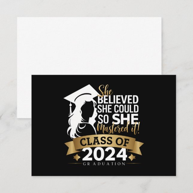 She Believed She Could So She Mastered It 2024 Thank You Card (Front/Back)