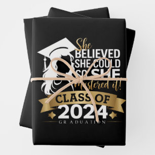 She Believed She Could So She Mastered It 2024 Wrapping Paper Sheet