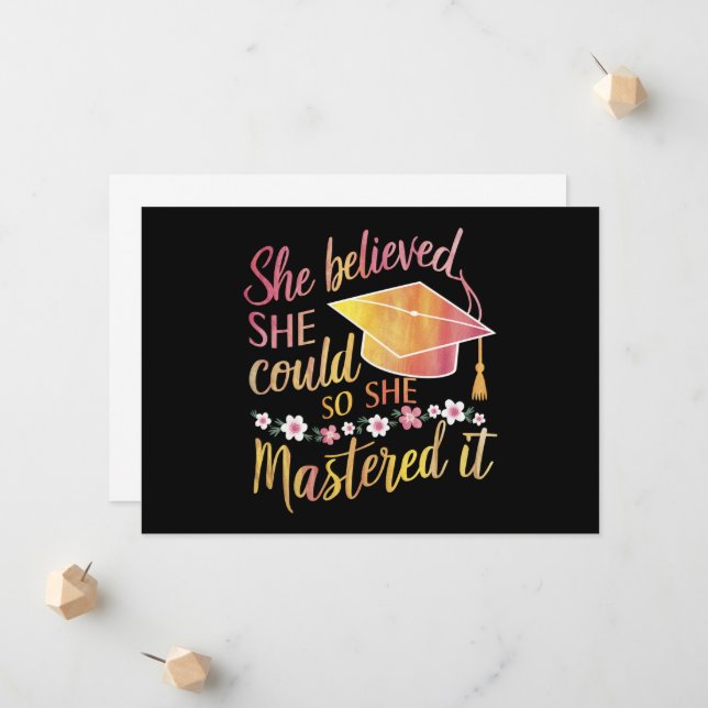 She Believed She Could So She Mastered It Grad Announcement (Front/Back In Situ)