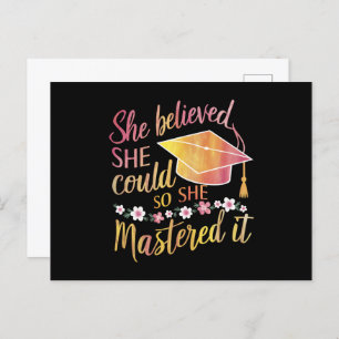 She Believed She Could So She Mastered It Grad Postcard