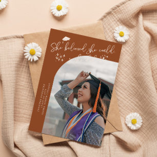 She Believed Terracotta Graduate Curved Photo Announcement