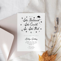 She Believed Typography White Graduation Party