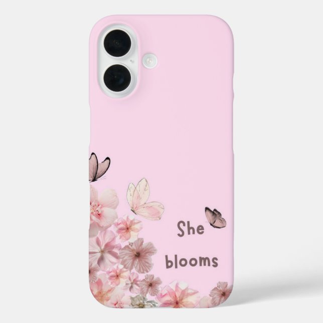 "She Blooms" Floral Butterfly Phone Case (Back)