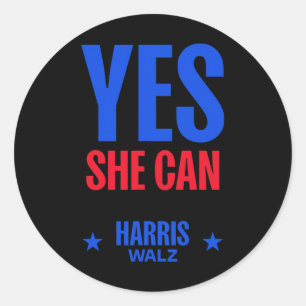 She Can 2024 Election President Kamala Harris 1  Classic Round Sticker