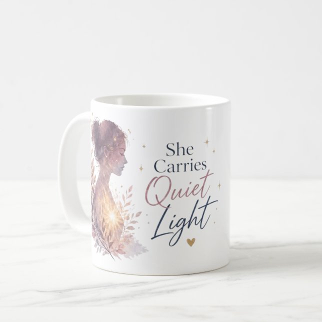 She Carries Quiet Light Coffee Mug (Front Left)