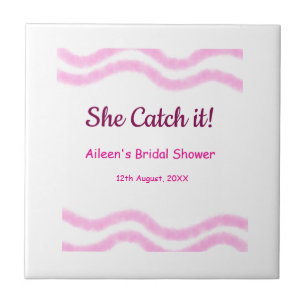 She Catch it pink spiral watercolor lines bridal Tile