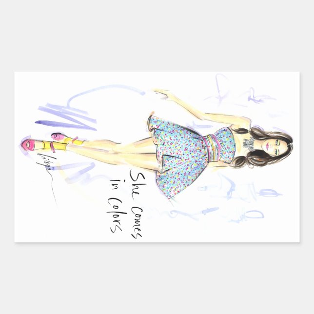 She Comes In Colours Rectangular Sticker (Front)