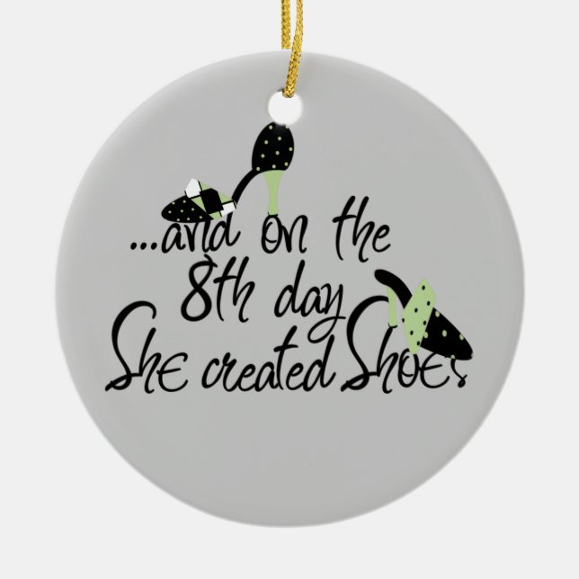 She Created Shoes Ceramic Tree Decoration (Front)
