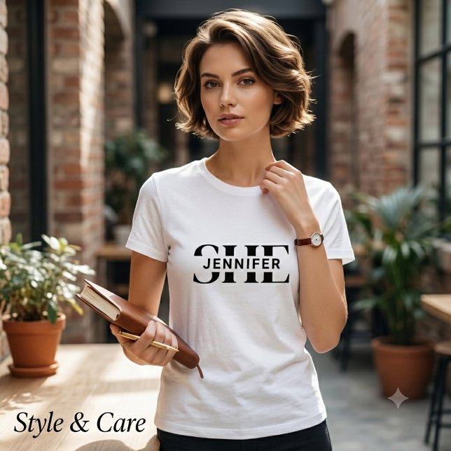 SHE Custom Name Modern Tri-Blend Graphic Shirt (SHE Custom Name Modern Tri-Blend Graphic Shirt)