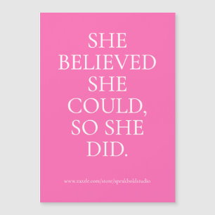 She Did Custom Magnetic Card, Motivational Gift