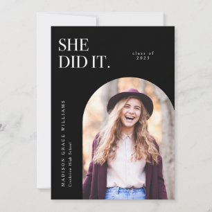 She Did It Black Arch Graduation Announcement