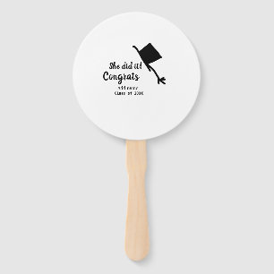 She did it congrats graduation add student name ye hand fan