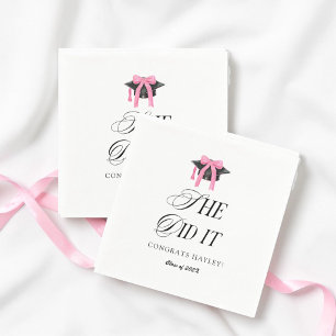 She Did It Coquette Girly Graduation Party Napkin